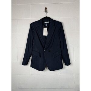 NWT Lisueyne Pinstripe Blazer Navy Dual Button Closure Lined Jacket Women's M
